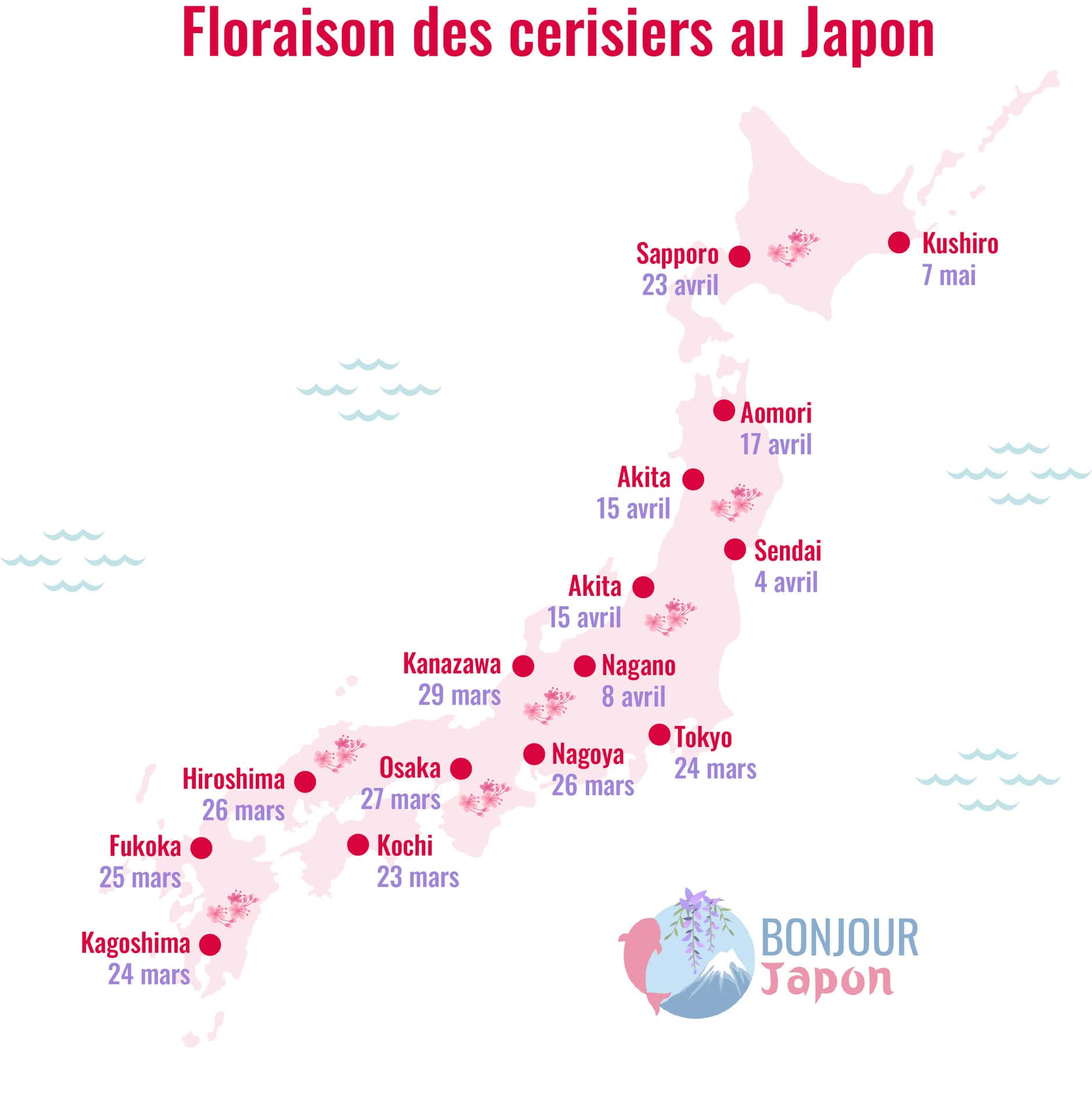 map floraison des cerisiers BJ