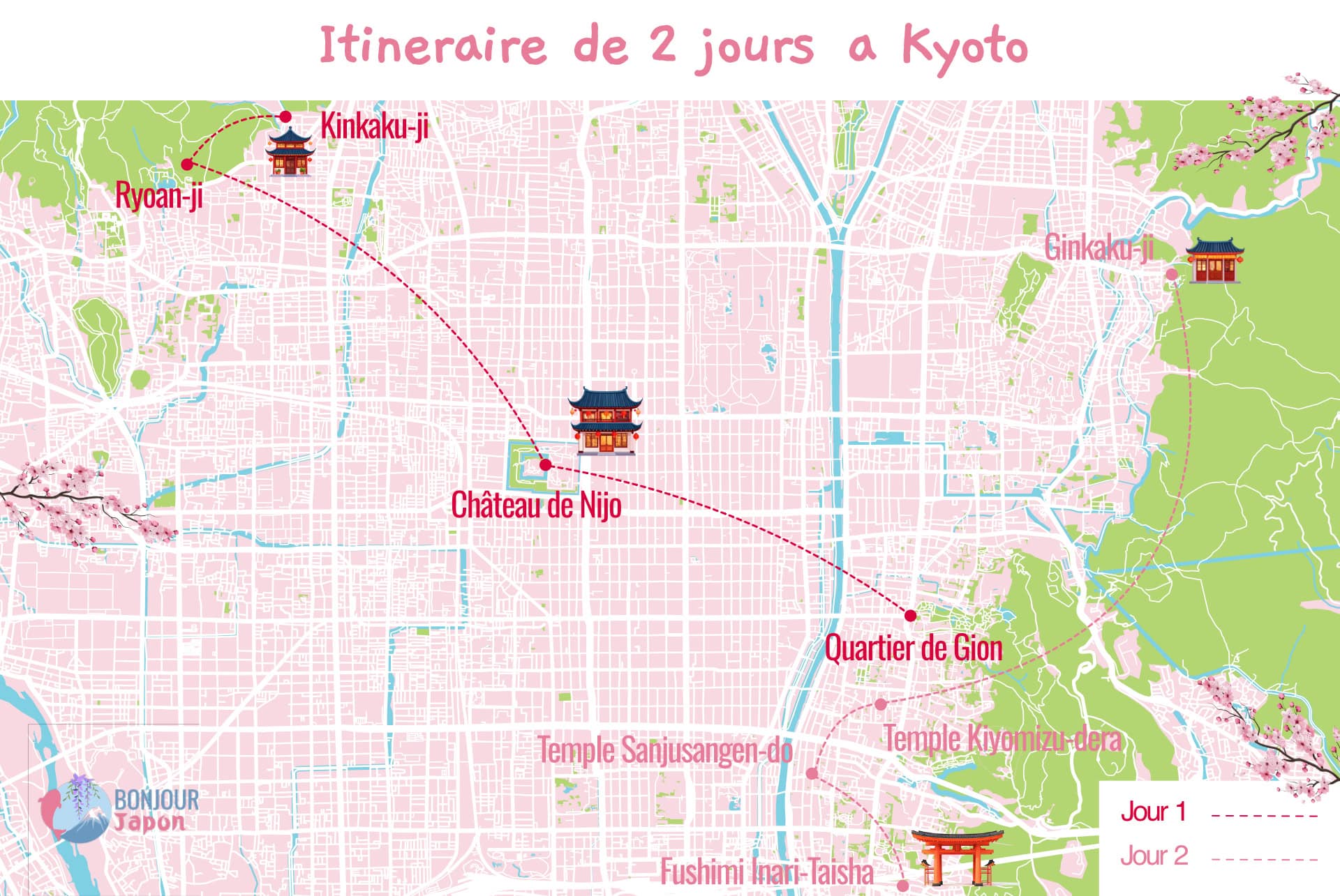 map kyoto 2 jours