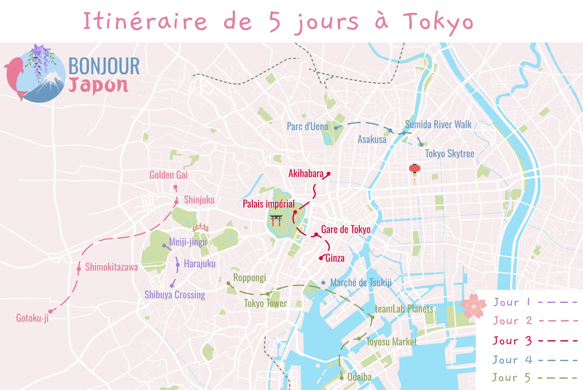 map tokyo 5 jours